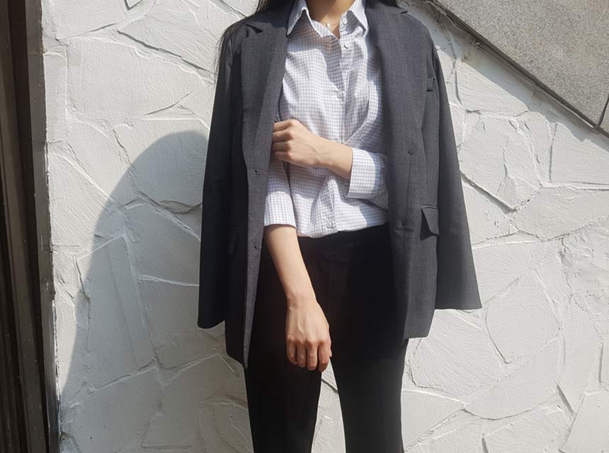 Cracker Check Shirt 2COLOR Semi Office Look Date L