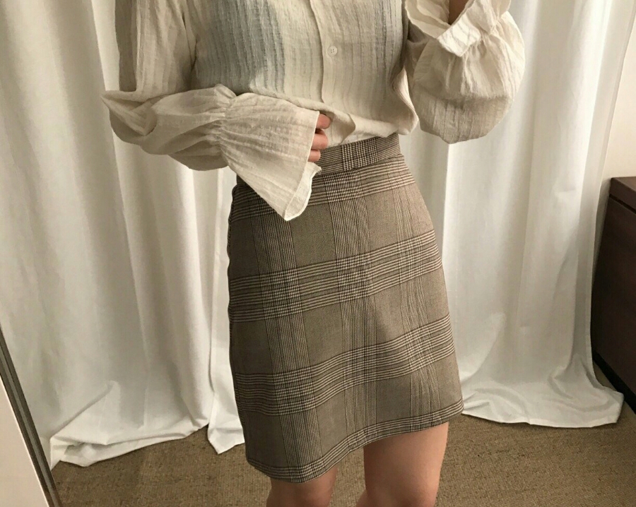 Glen check mini skirt brown, black winter A beige 