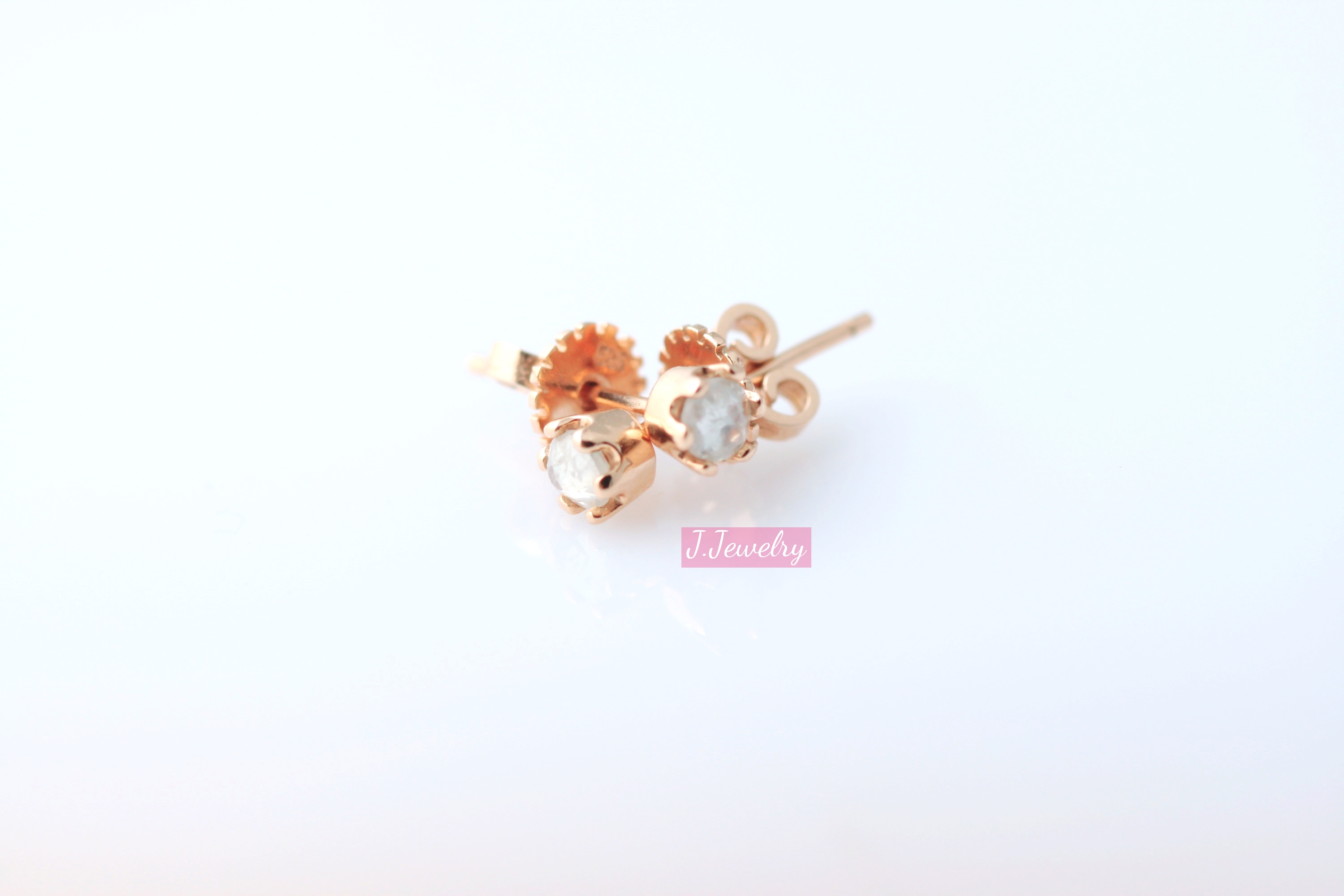 14k 18k Gray Milky Rough Diamonds Earrings Women&#