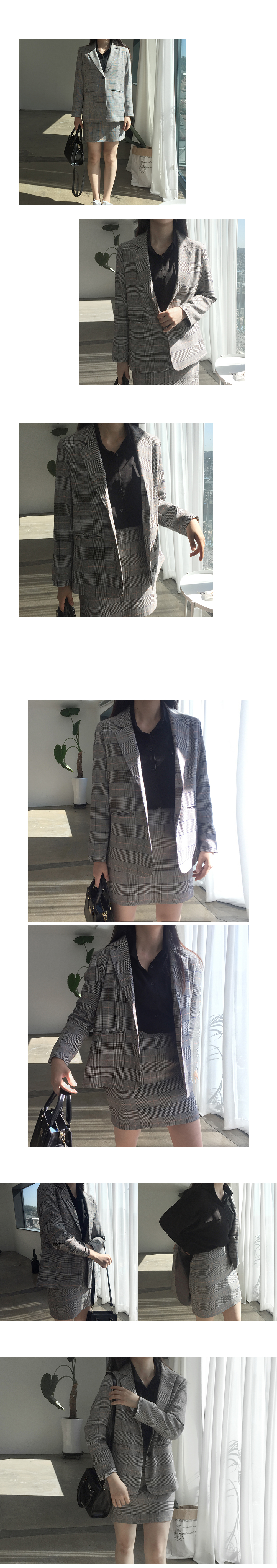 Glen check mini skirt skirt autumn jacket set coor