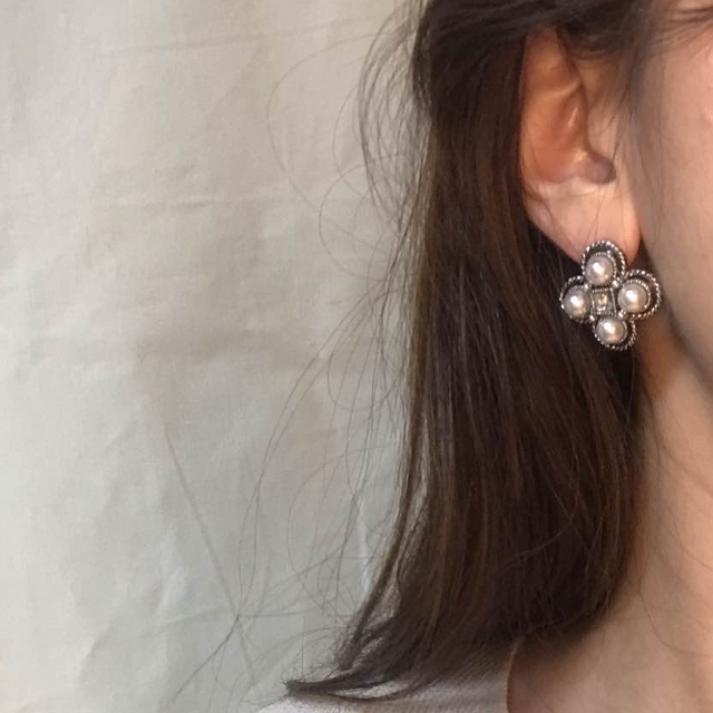 Pearl Square Antique Earrings Vintage Luxurious Ea