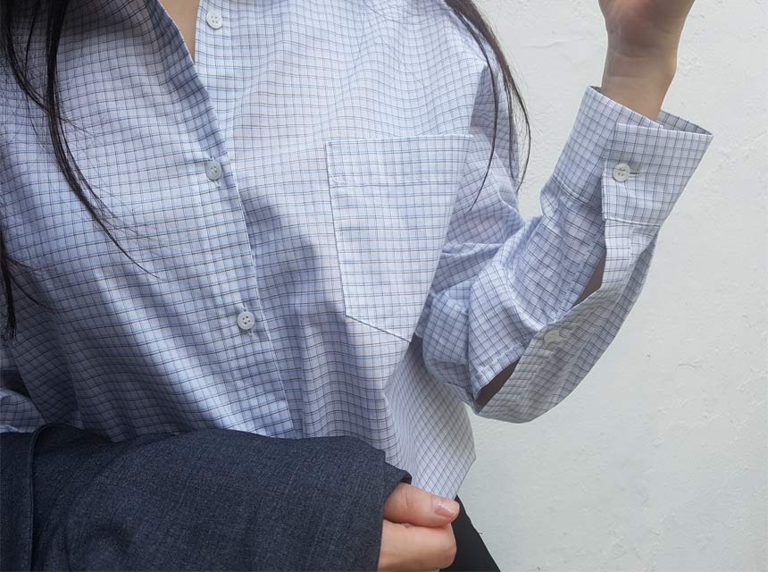 Cracker Check Shirt 2COLOR Semi Office Look Date L