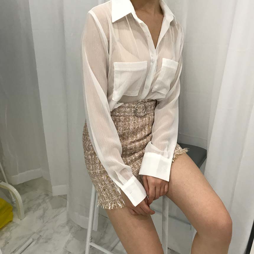 Basic Pearl Shirt Blouse layered in autumn fall