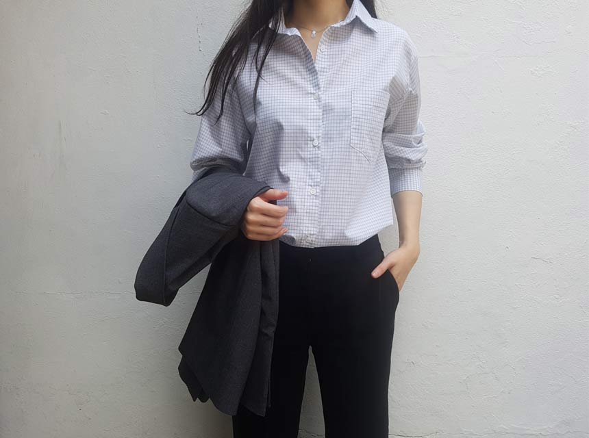 Cracker Check Shirt 2COLOR Semi Office Look Date L