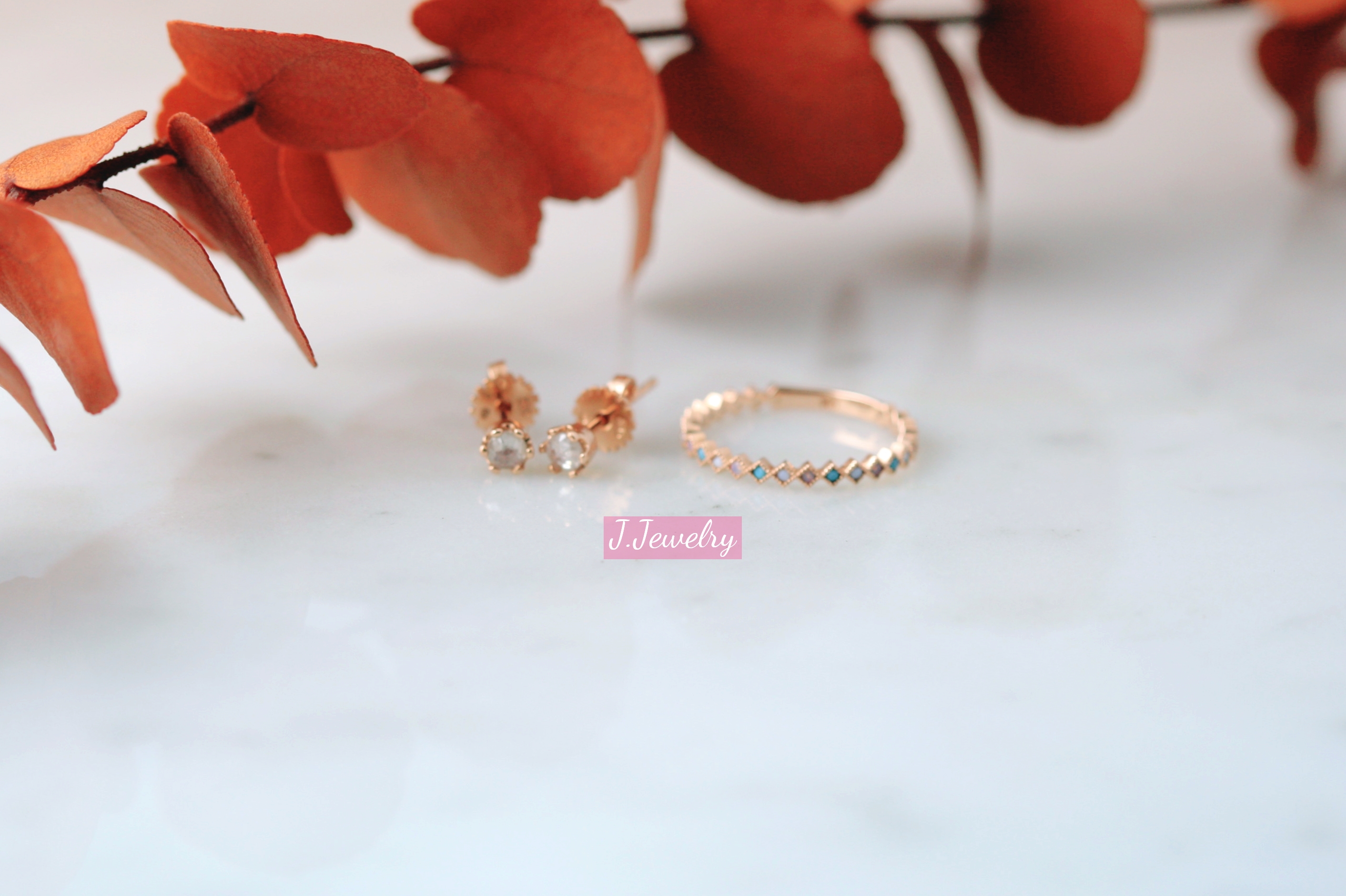 14k 18k Gray Milky Rough Diamonds Earrings Women&#