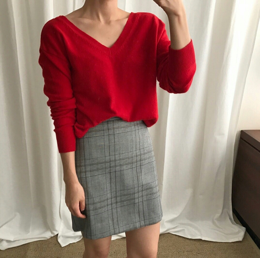 Glen check mini skirt brown, black winter A beige 