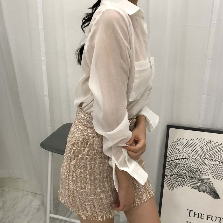 Basic Pearl Shirt Blouse layered in autumn fall