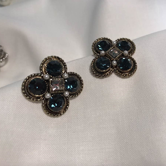 Pearl Square Antique Earrings Vintage Luxurious Ea