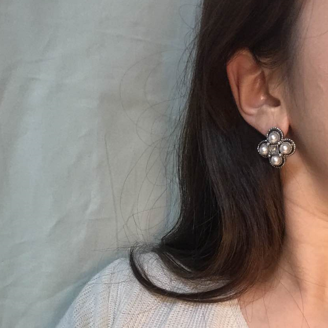 Pearl Square Antique Earrings Vintage Luxurious Ea