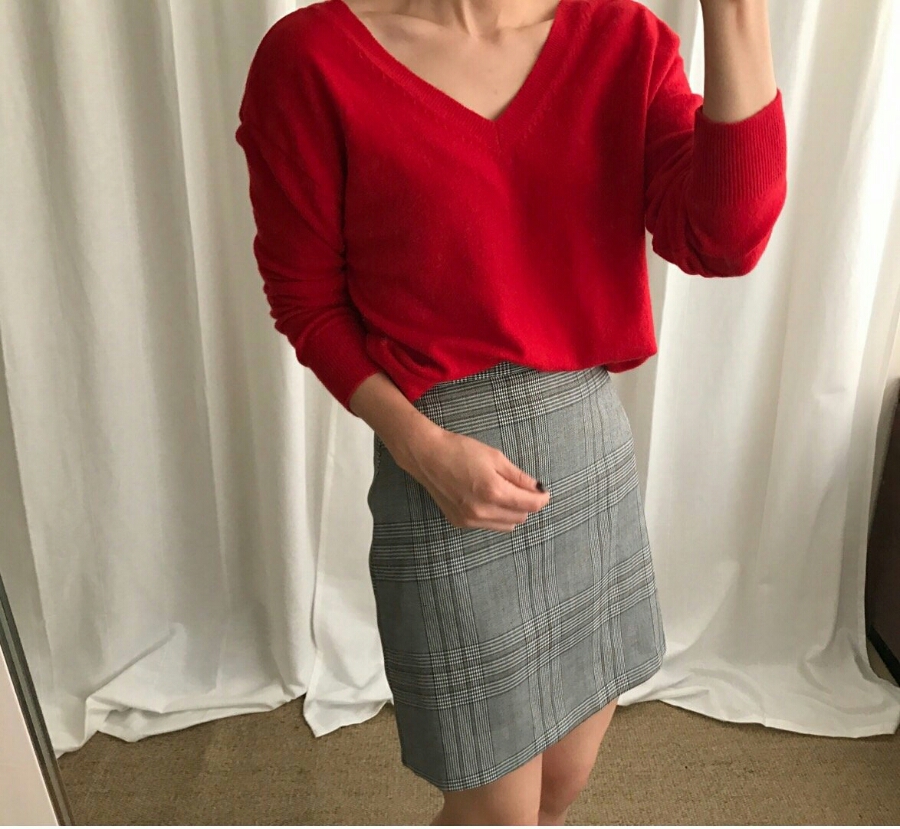 Glen check mini skirt brown, black winter A beige 