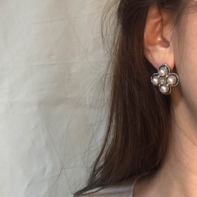 Pearl Square Antique Earrings Vintage Luxurious Ea