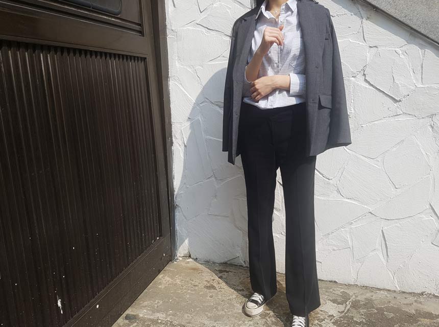 Cracker Check Shirt 2COLOR Semi Office Look Date L