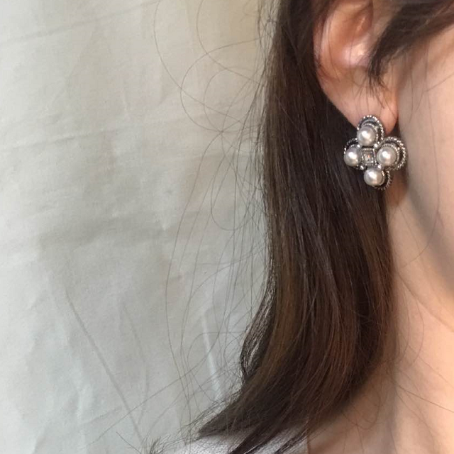 Pearl Square Antique Earrings Vintage Luxurious Ea