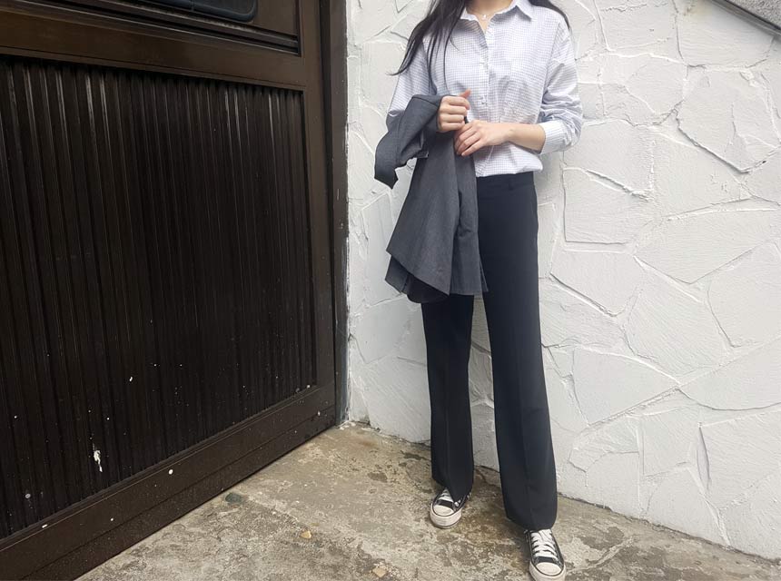 Cracker Check Shirt 2COLOR Semi Office Look Date L