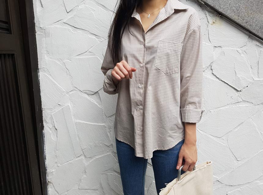 Cracker Check Shirt 2COLOR Semi Office Look Date L