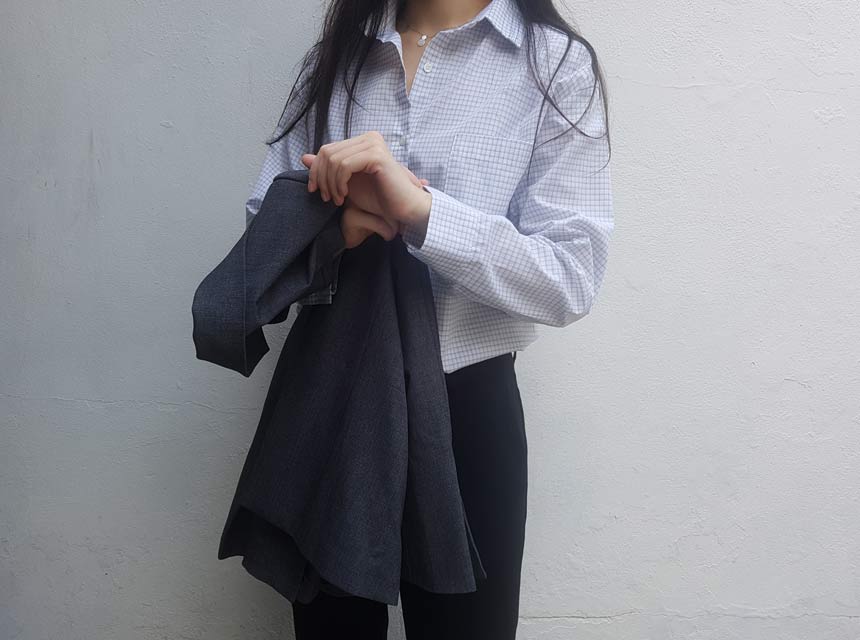 Cracker Check Shirt 2COLOR Semi Office Look Date L