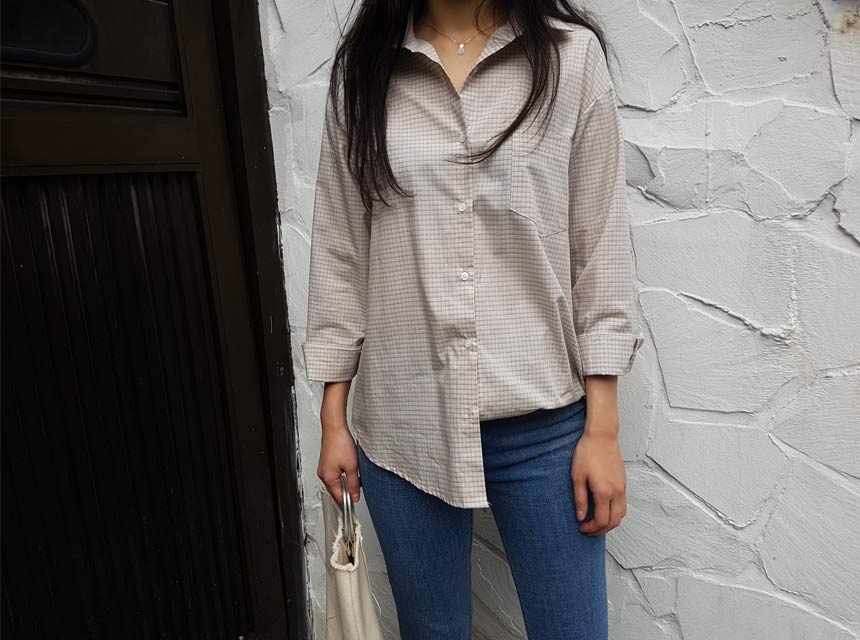 Cracker Check Shirt 2COLOR Semi Office Look Date L