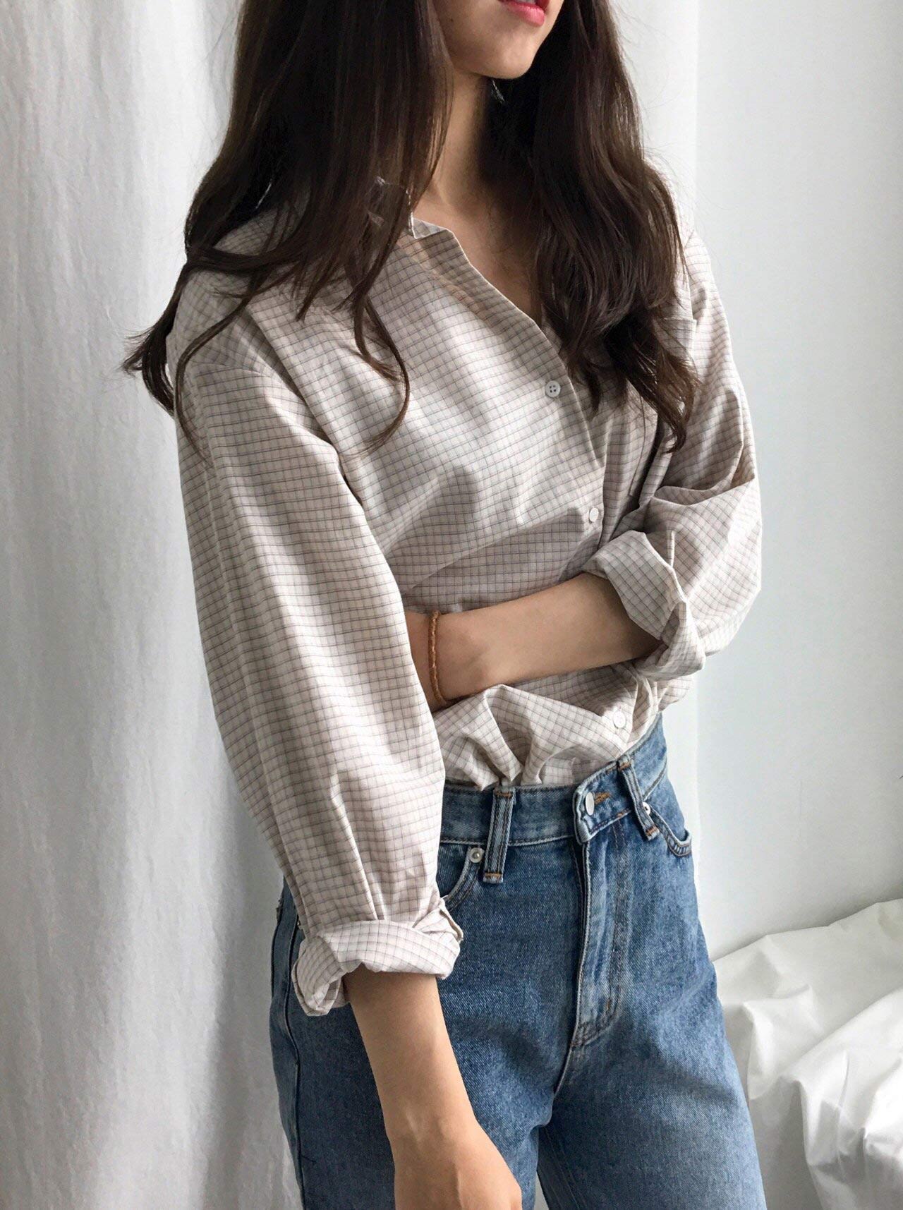 Cracker Check Shirt 2COLOR Semi Office Look Date L