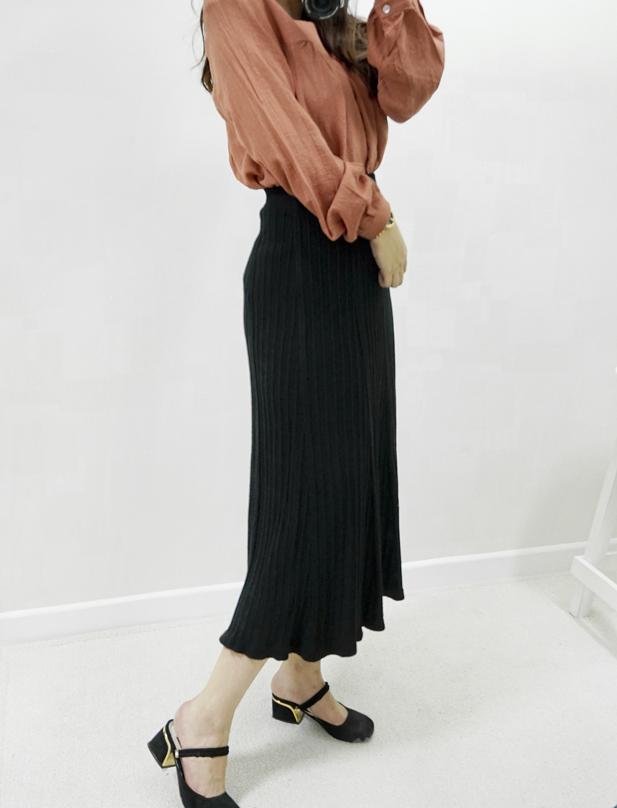 Knit Banding Flare Skirt Winter Long Autumn Long