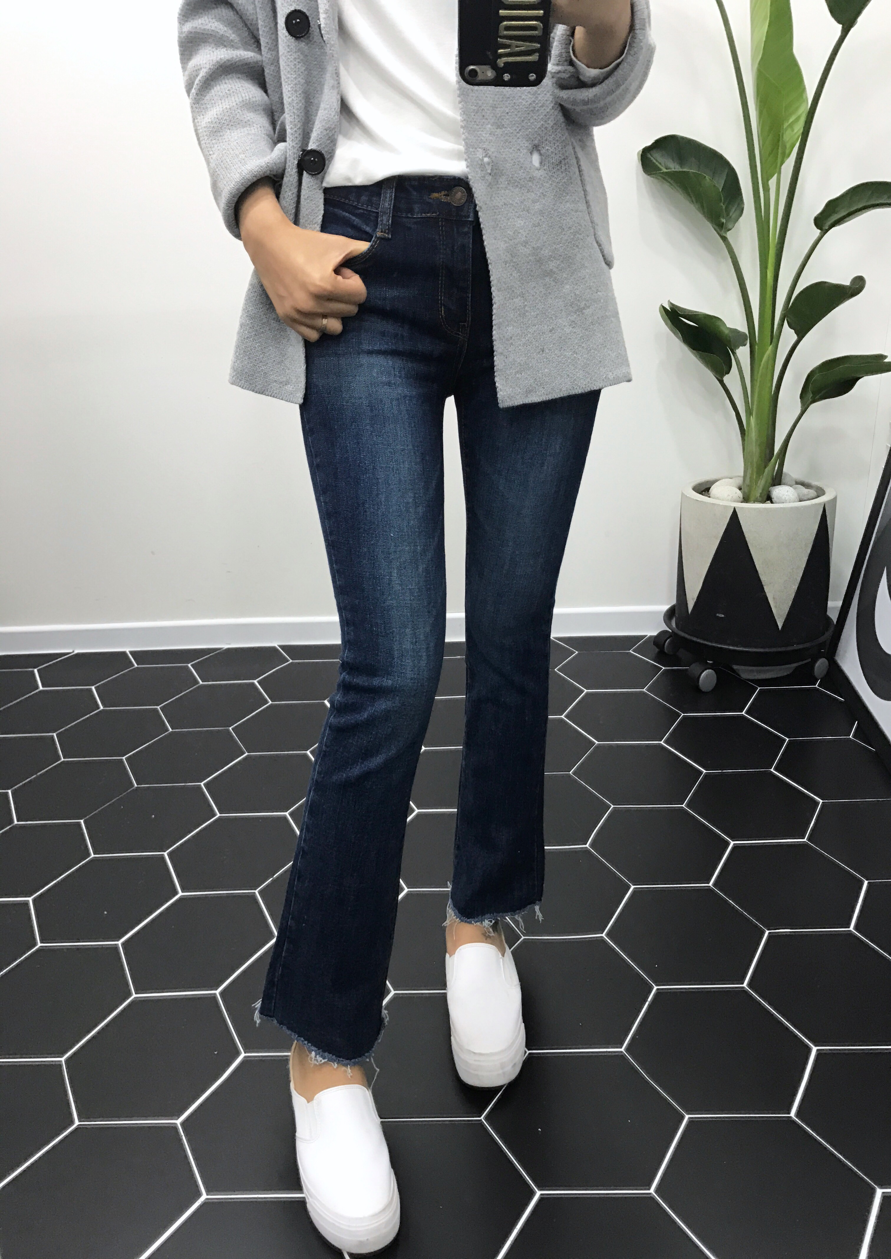 Korea Jeans Pants Boots Cut Jeans Women Winter Cas