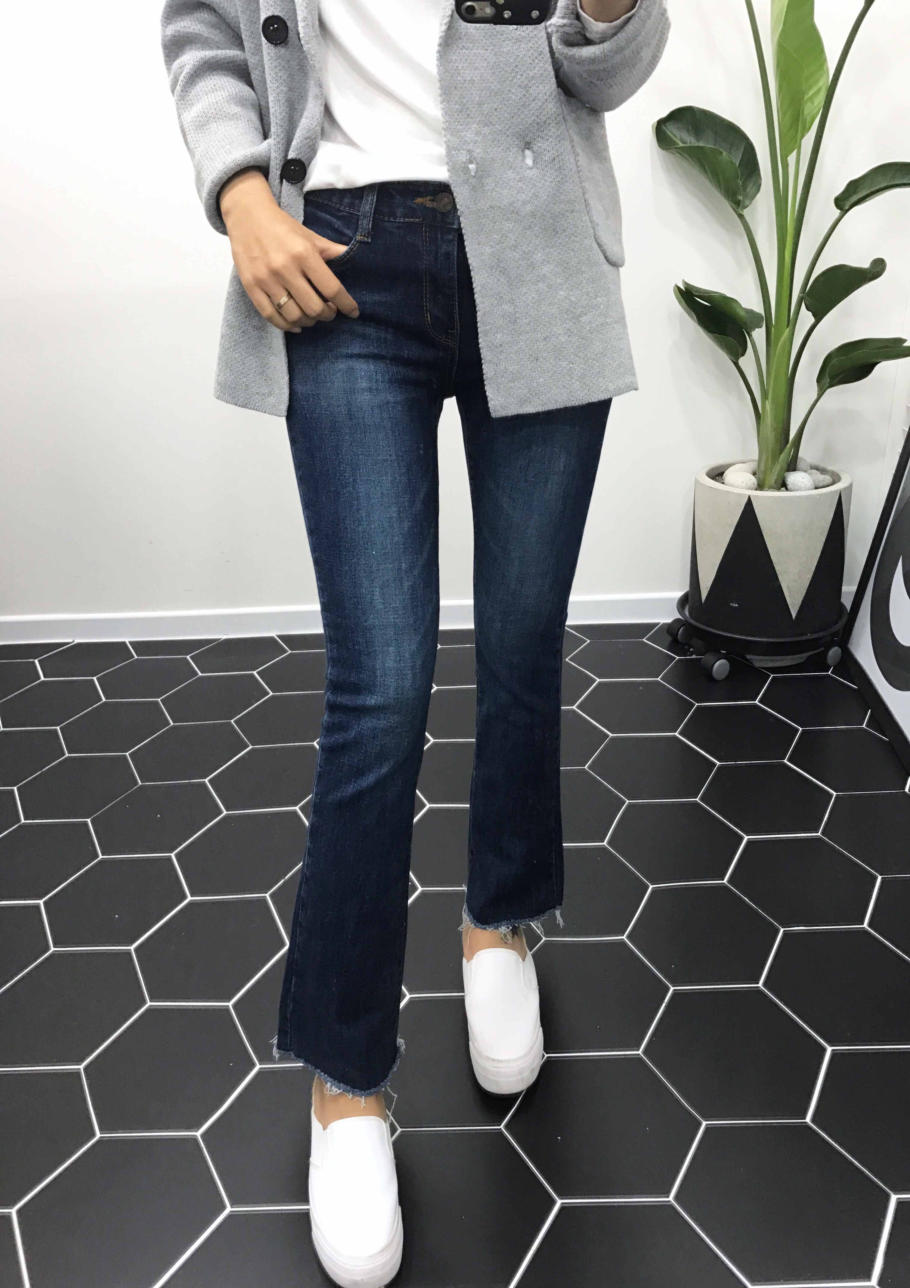 Korea Jeans Pants Boots Cut Jeans Women Winter Cas