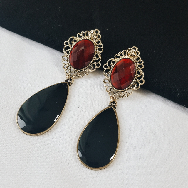 Wine Black Bold Earrings Antique Earrings Gorgeous
