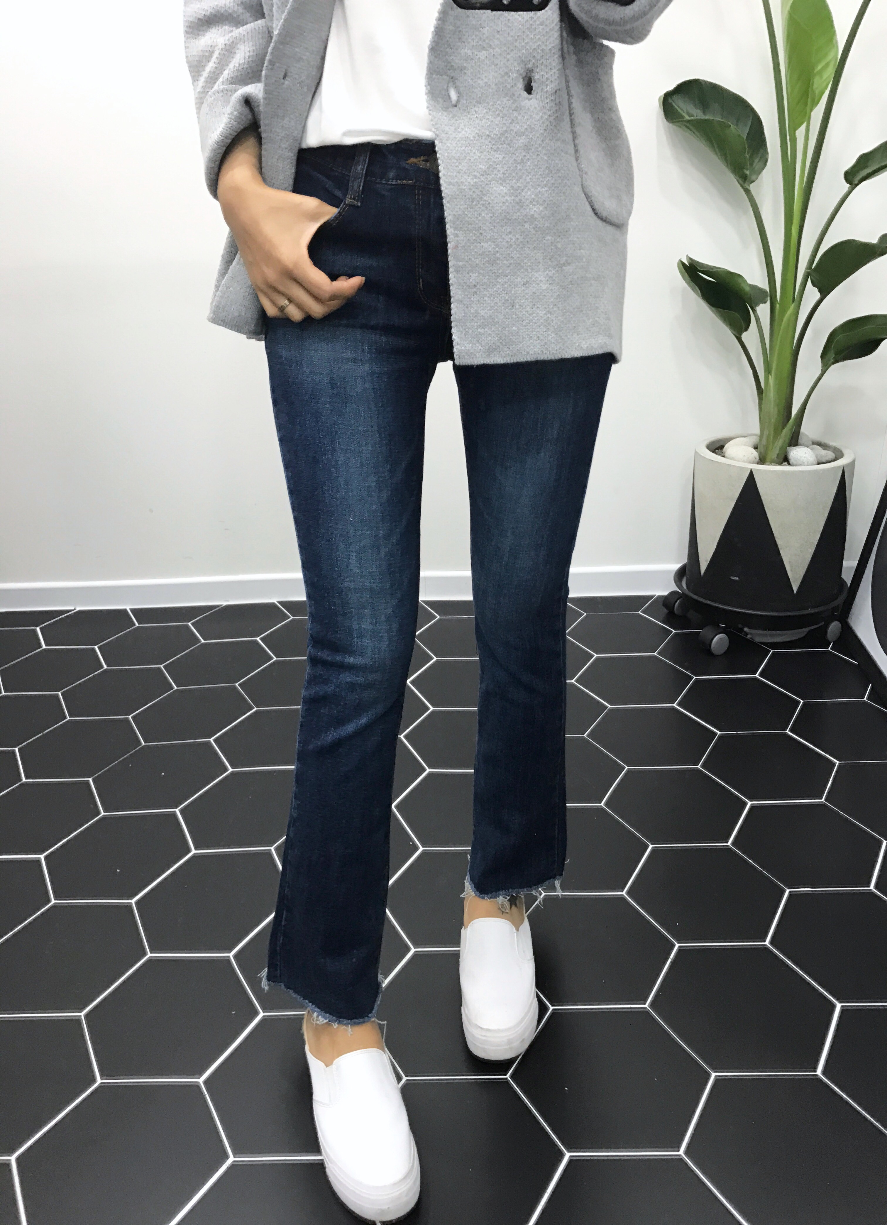 Korea Jeans Pants Boots Cut Jeans Women Winter Cas