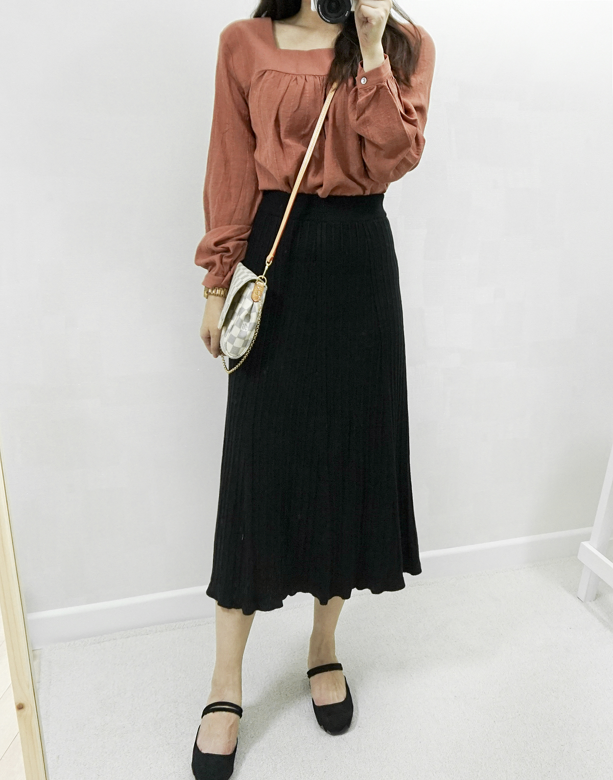 Knit Banding Flare Skirt Winter Long Autumn Long