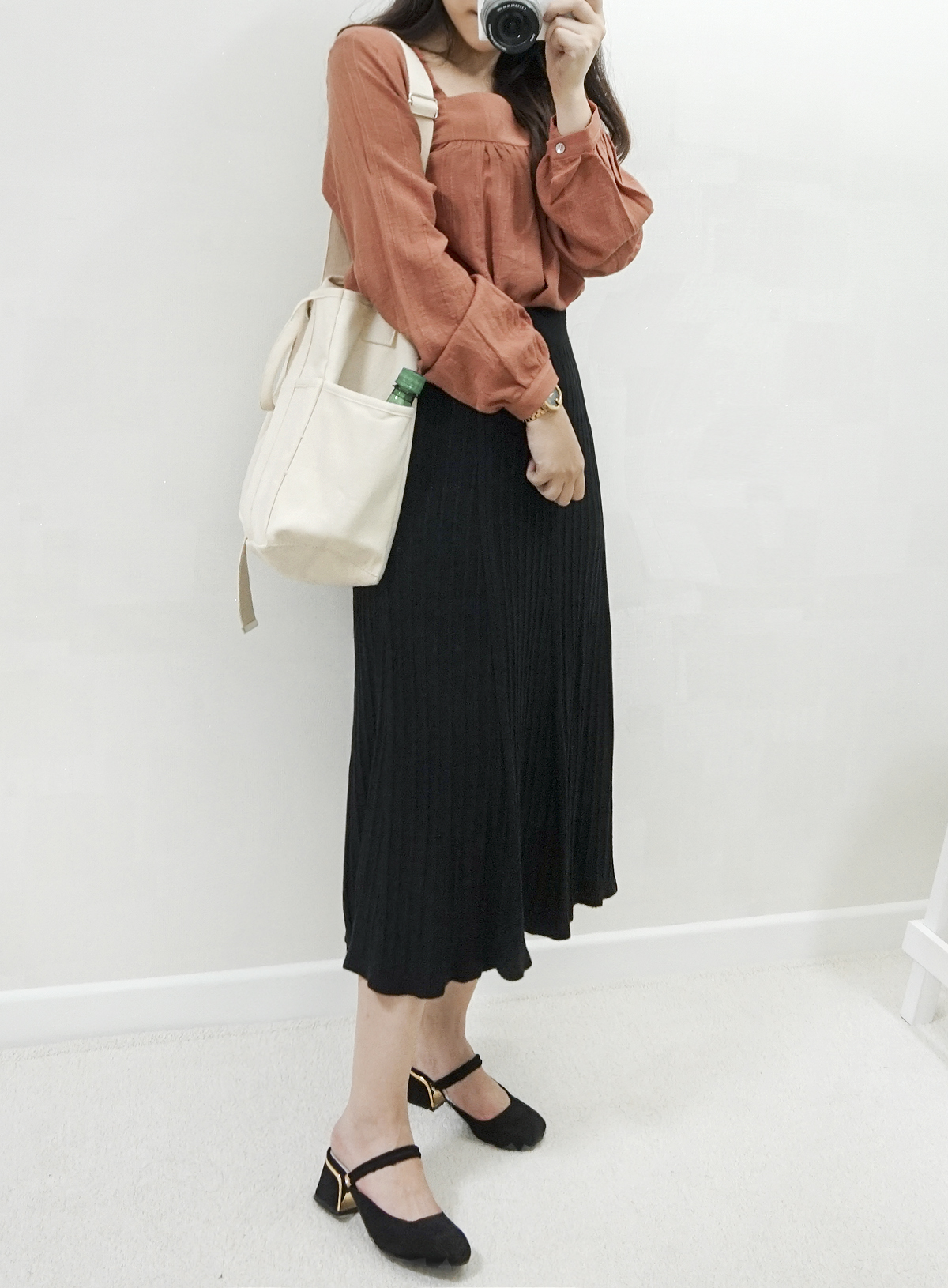 Knit Banding Flare Skirt Winter Long Autumn Long