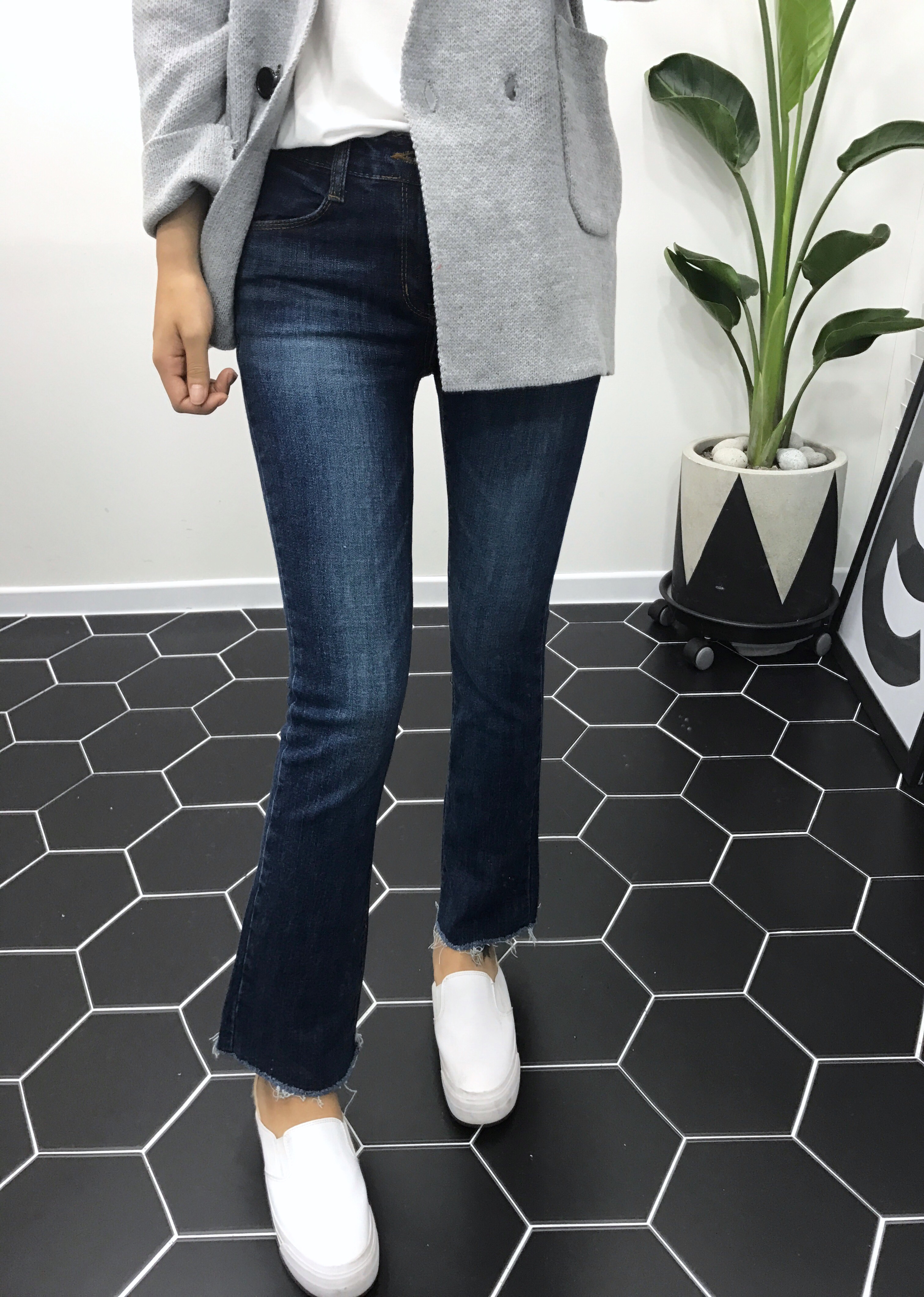 Korea Jeans Pants Boots Cut Jeans Women Winter Cas