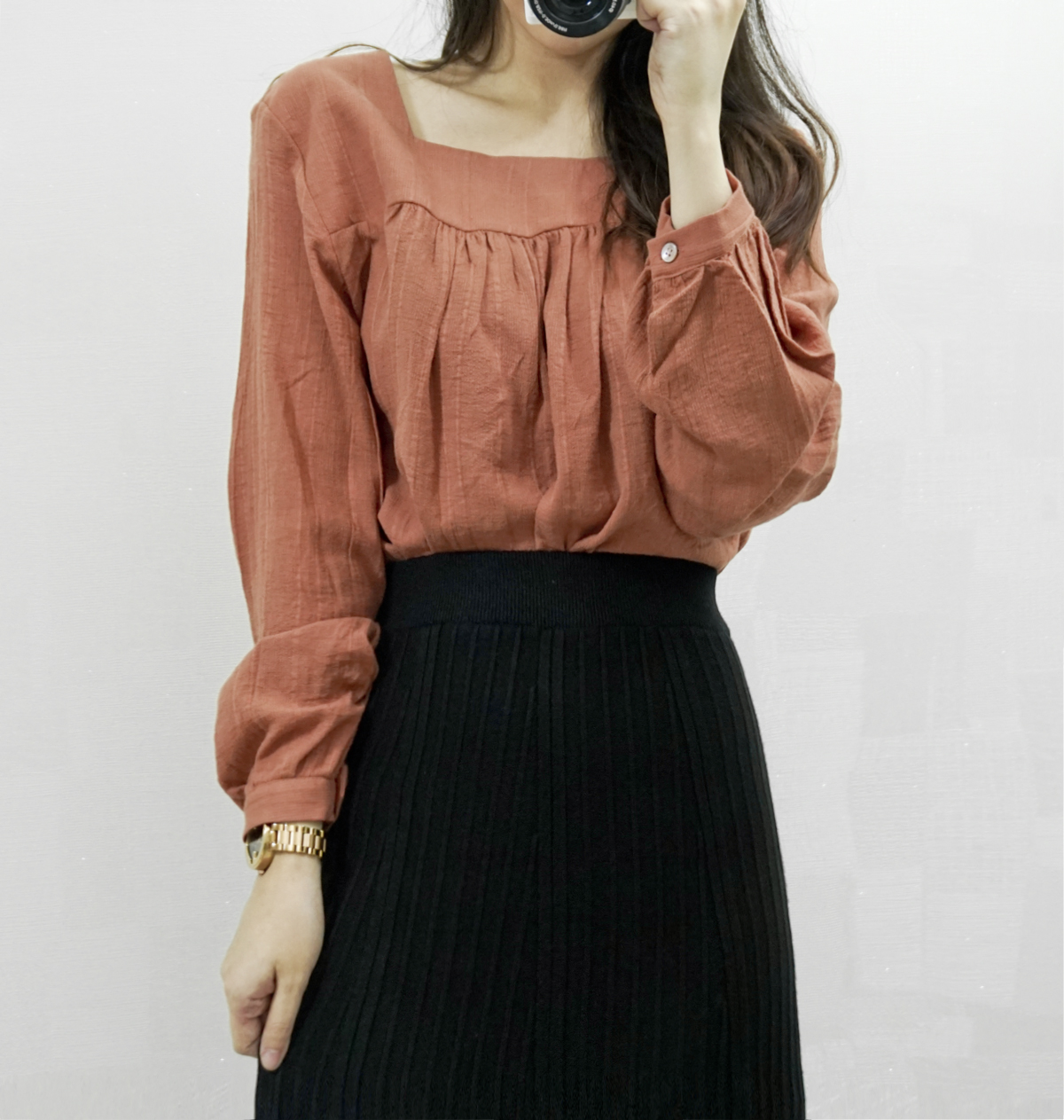 Knit Banding Flare Skirt Winter Long Autumn Long