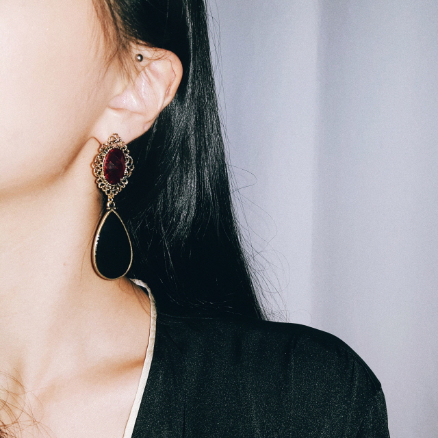 Wine Black Bold Earrings Antique Earrings Gorgeous