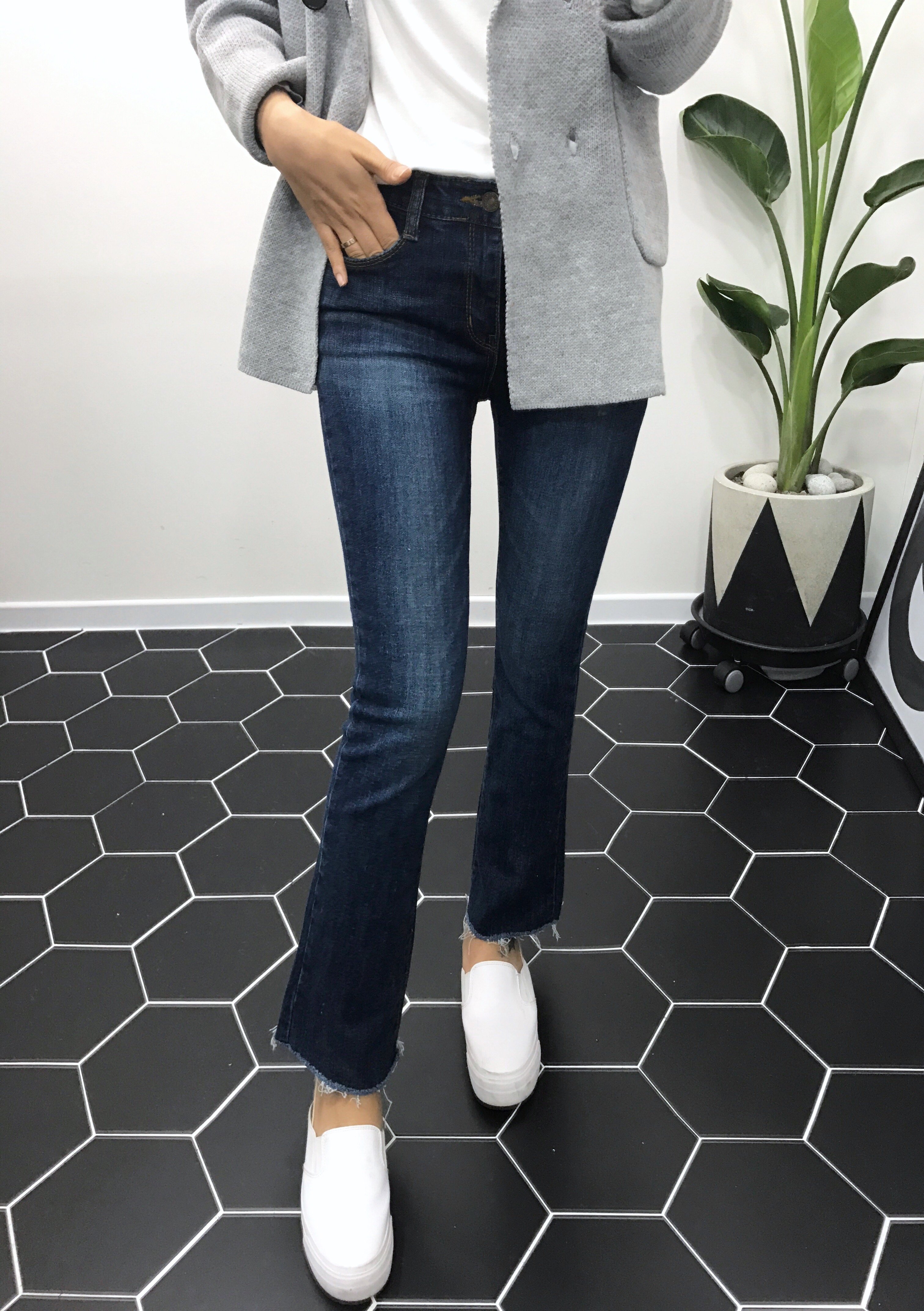 Korea Jeans Pants Boots Cut Jeans Women Winter Cas
