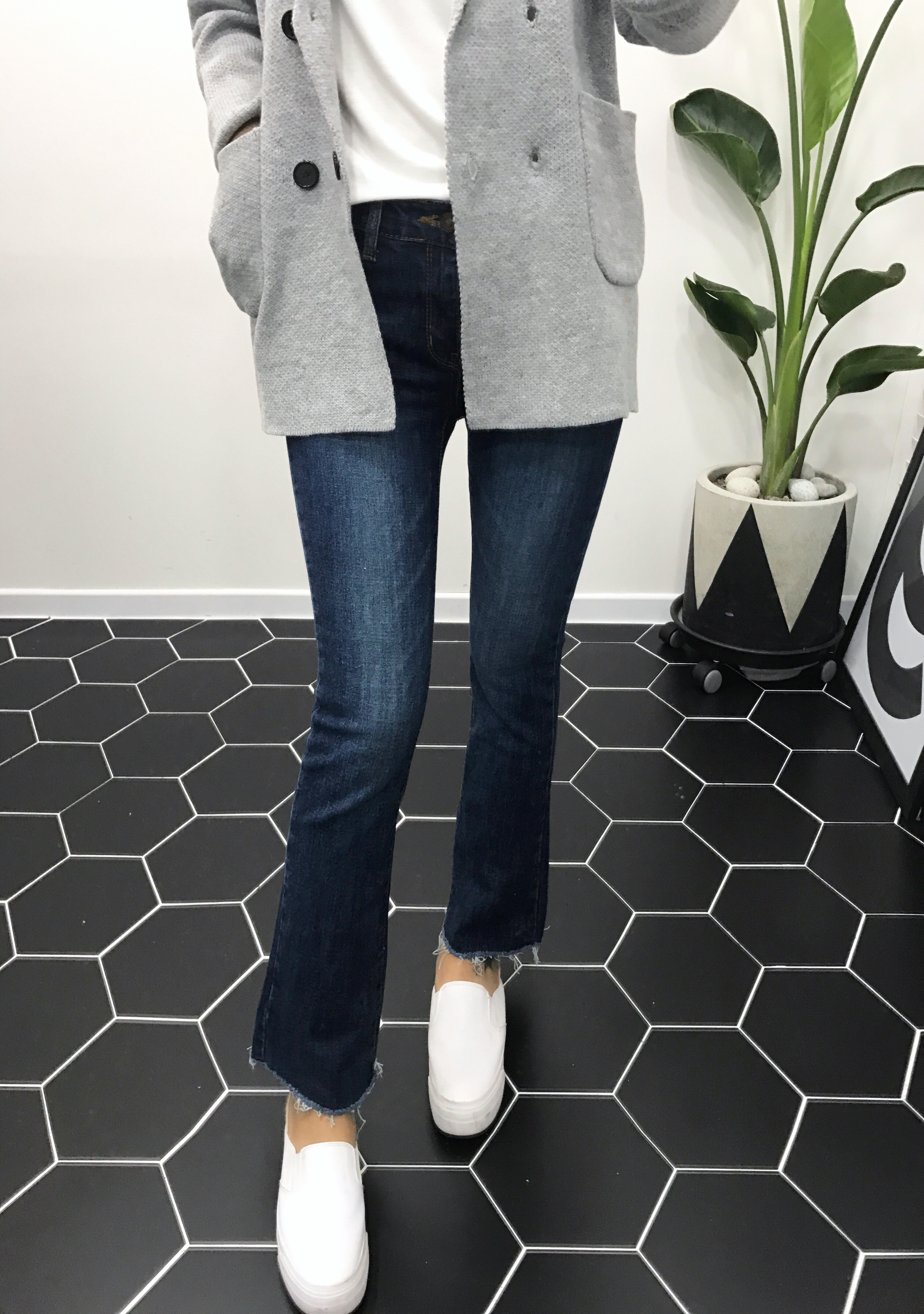 Korea Jeans Pants Boots Cut Jeans Women Winter Cas