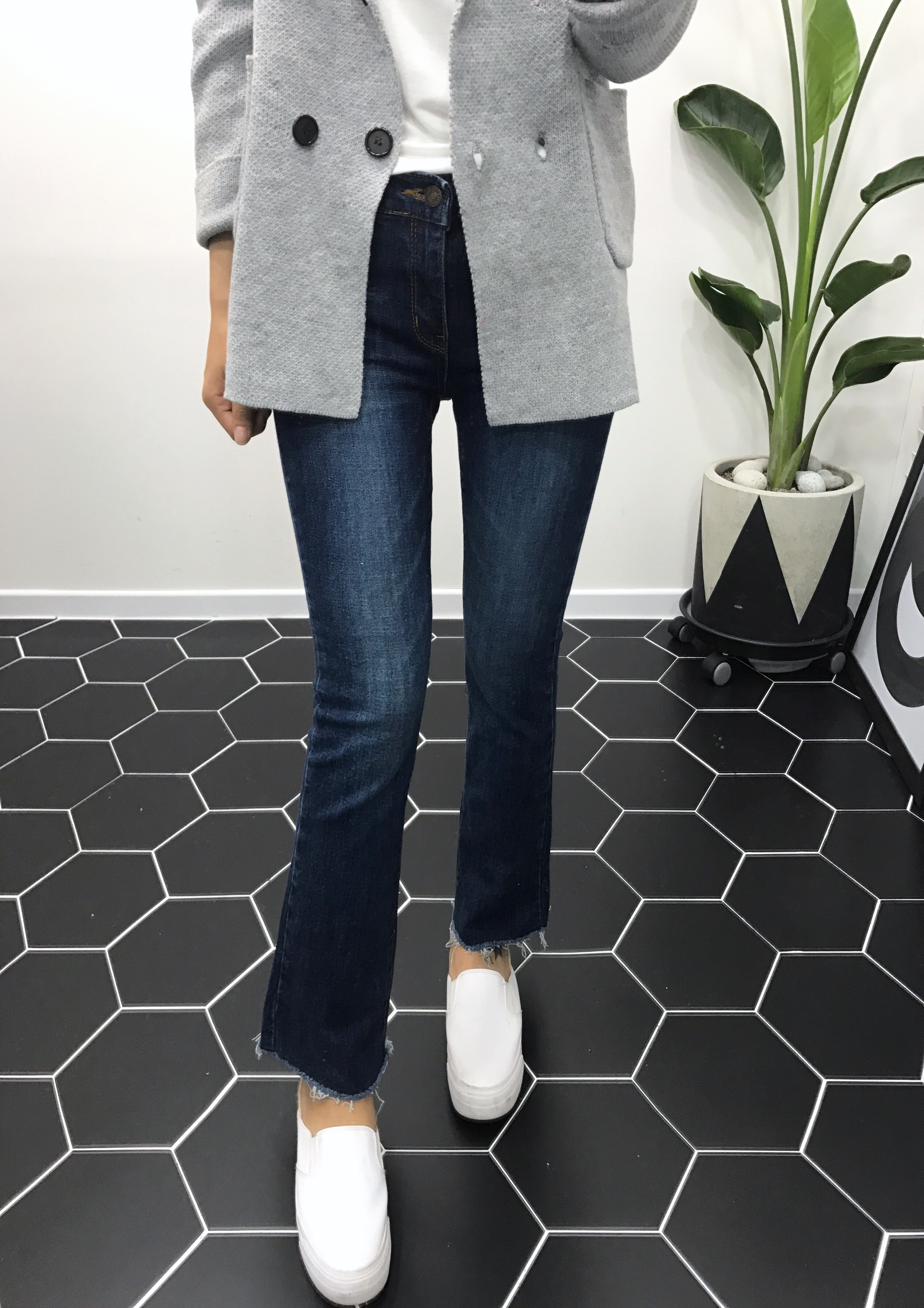 Korea Jeans Pants Boots Cut Jeans Women Winter Cas