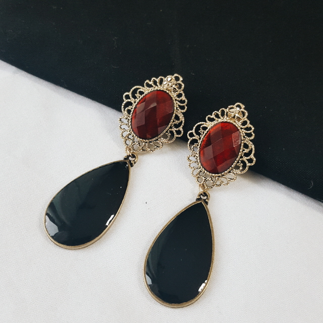 Wine Black Bold Earrings Antique Earrings Gorgeous