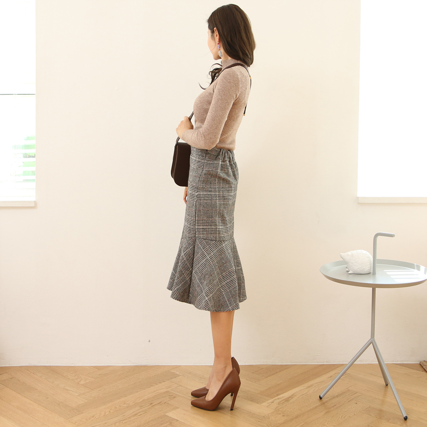 Checked Mermaid Unavailable Fall Winter Woolen Loo