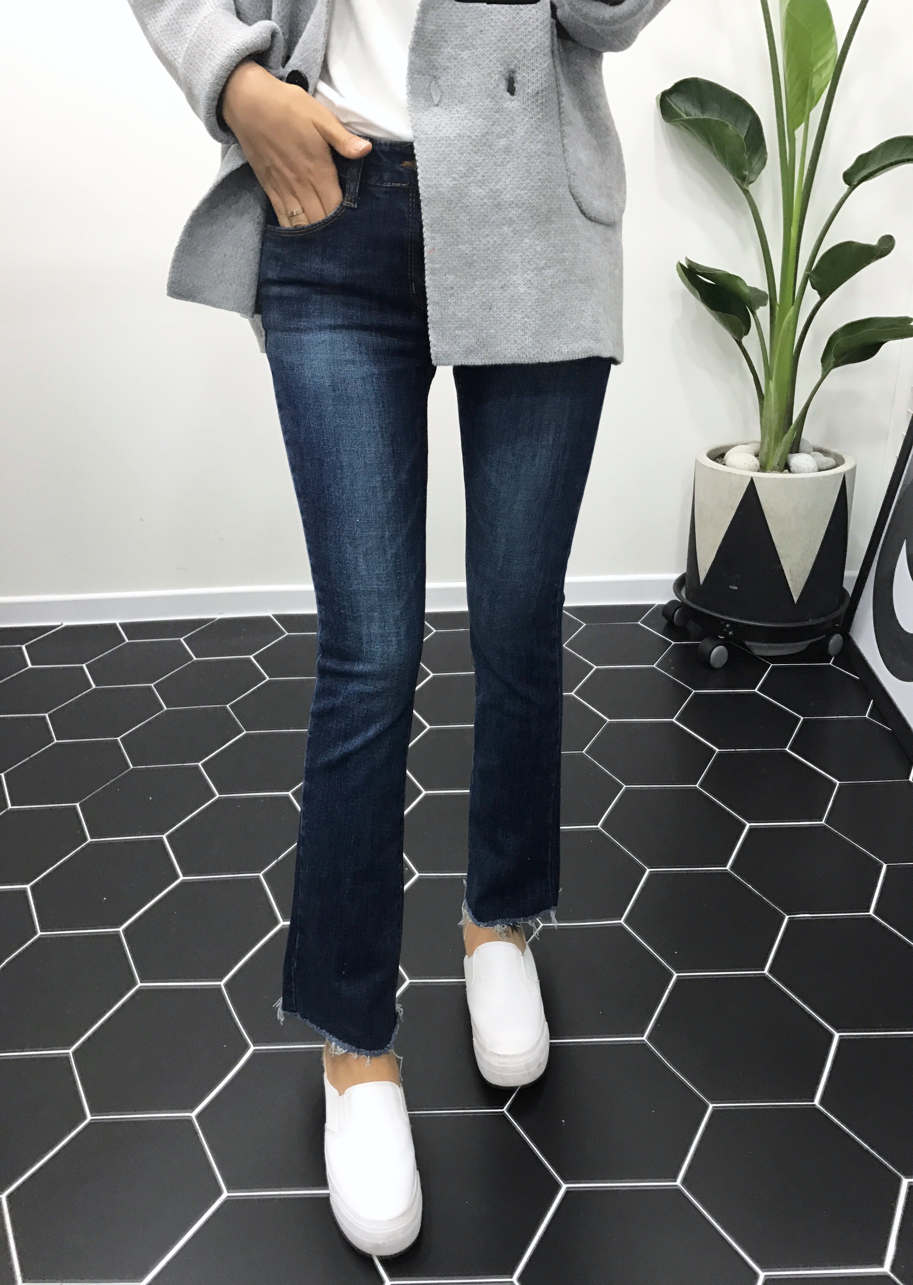 Korea Jeans Pants Boots Cut Jeans Women Winter Cas