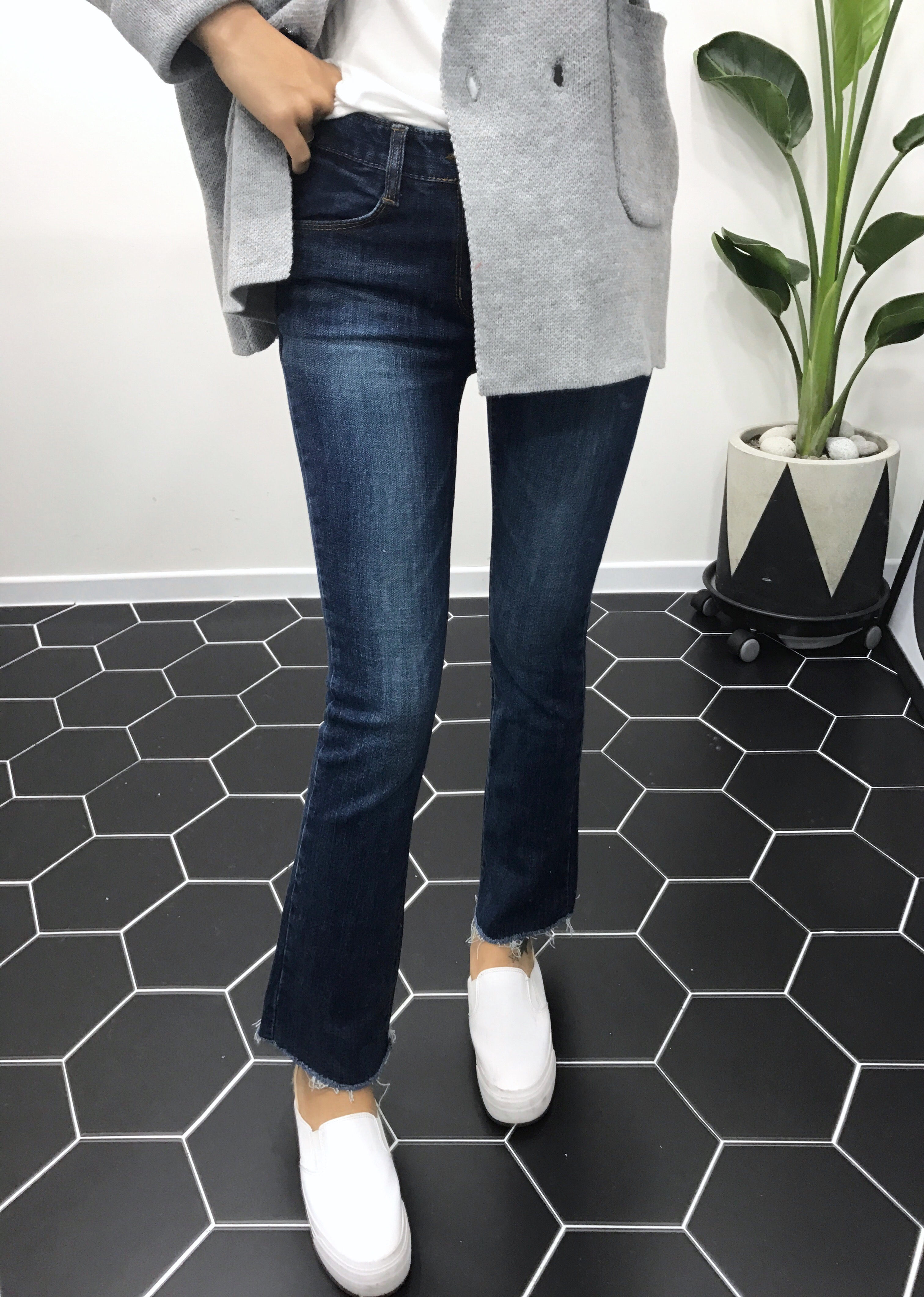 Korea Jeans Pants Boots Cut Jeans Women Winter Cas