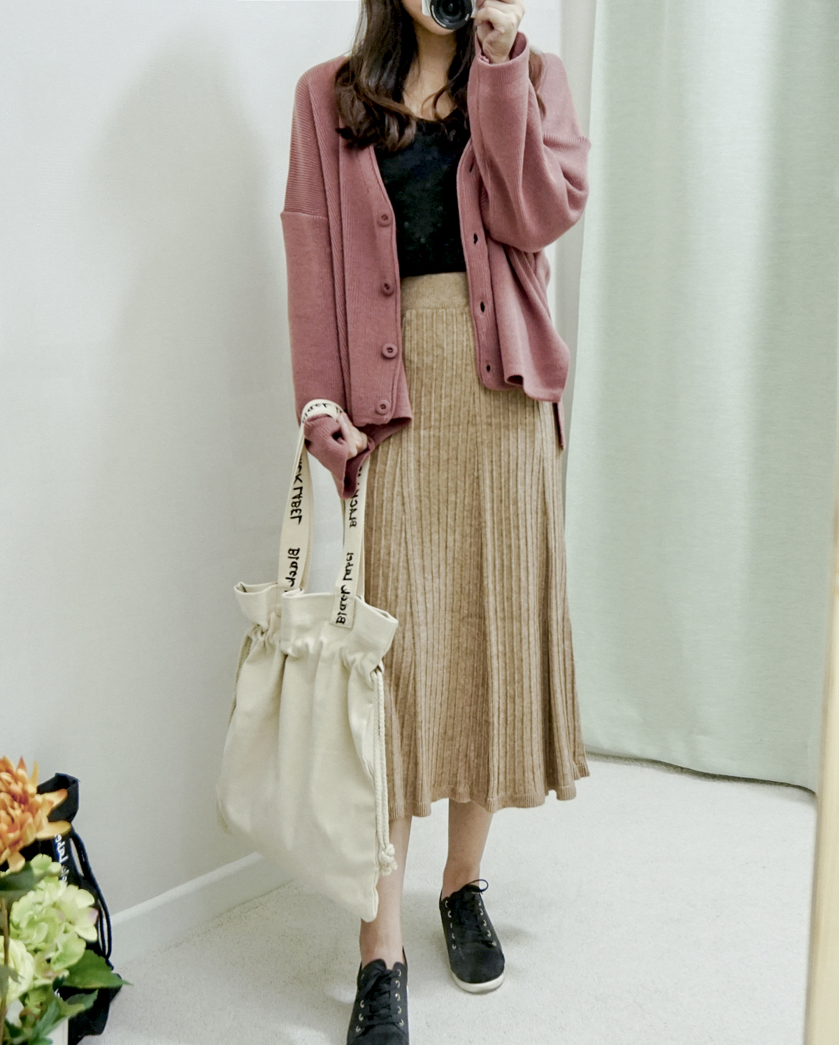 Knit Banding Flare Skirt Winter Long Autumn Long