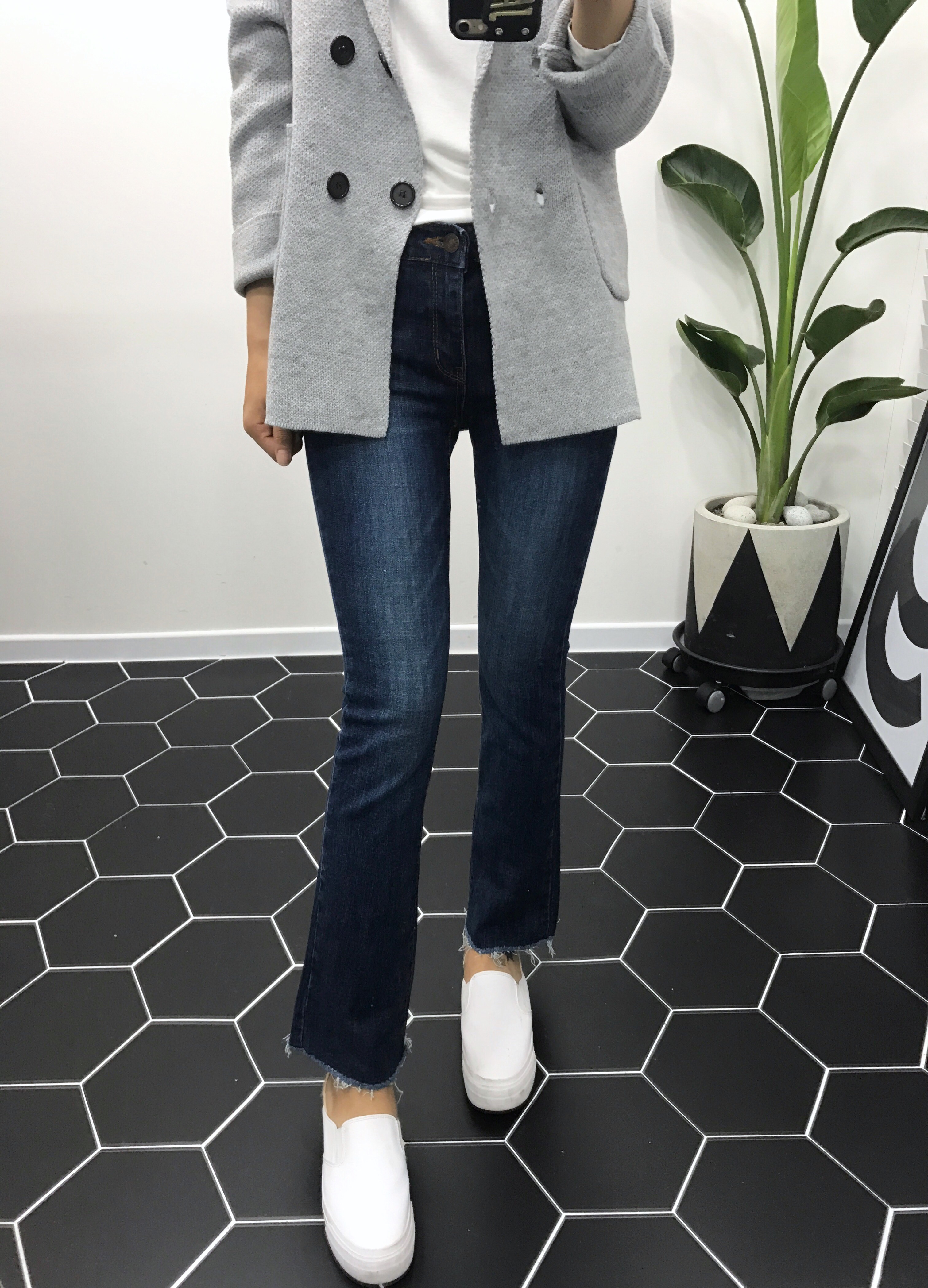 Korea Jeans Pants Boots Cut Jeans Women Winter Cas
