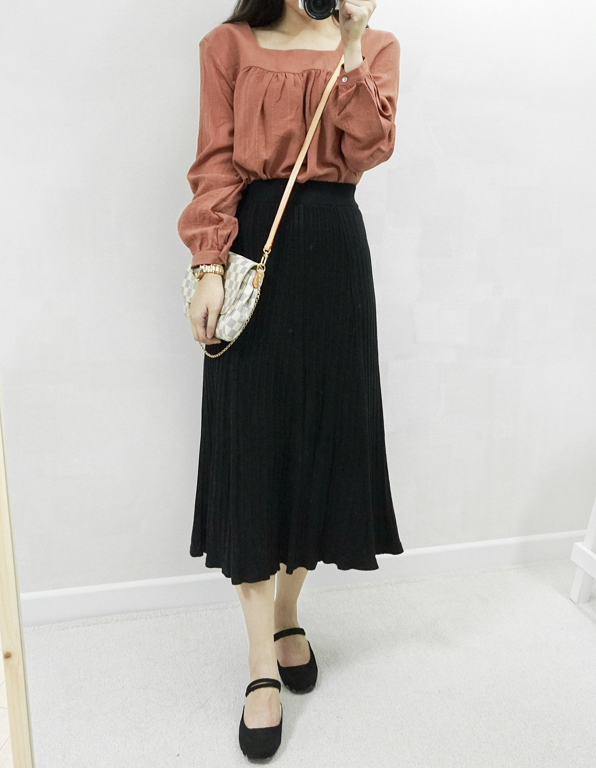 Knit Banding Flare Skirt Winter Long Autumn Long