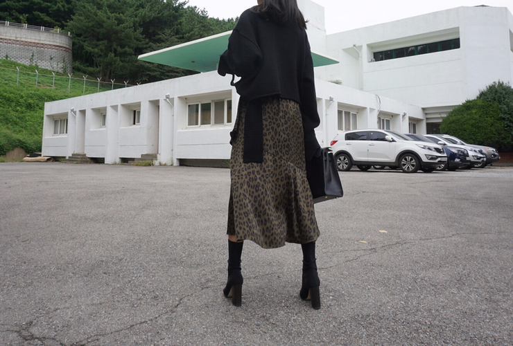 Leopard Long Skirt Daily Codile Rope Twenties Hopp