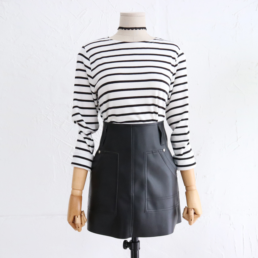 A line Brushed mini leather skirt Daily look Women