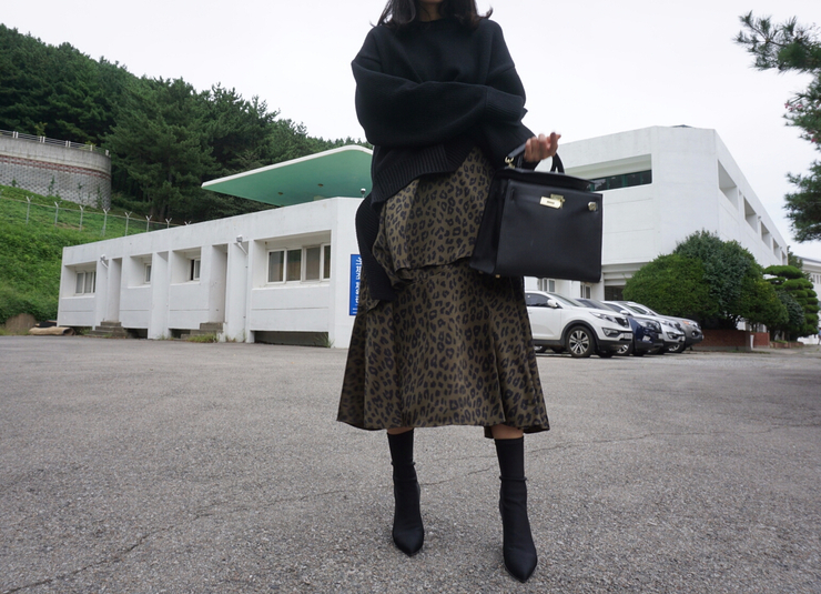 Leopard Long Skirt Daily Codile Rope Twenties Hopp