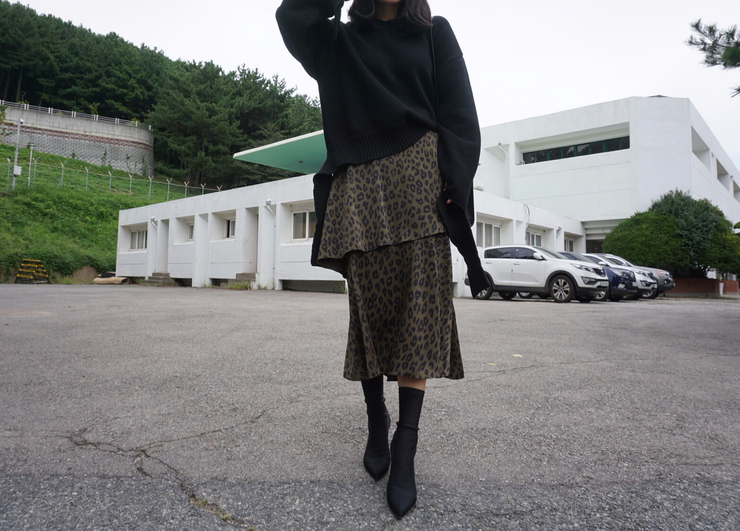 Leopard Long Skirt Daily Codile Rope Twenties Hopp