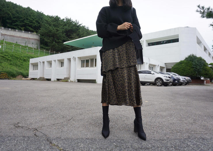 Leopard Long Skirt Daily Codile Rope Twenties Hopp