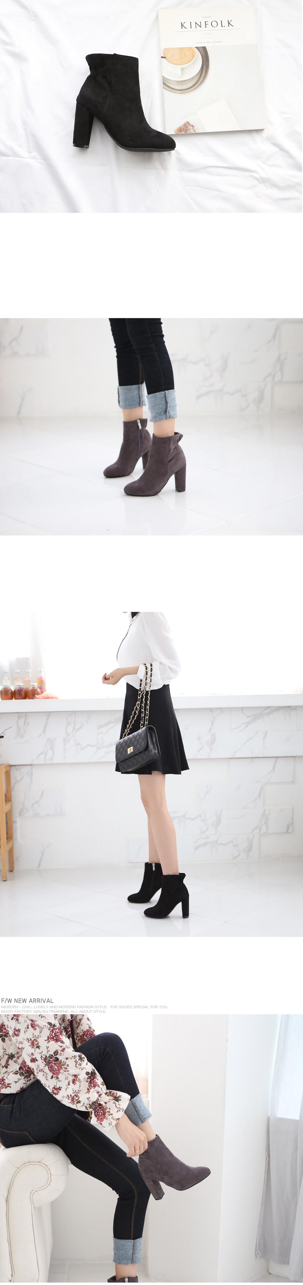 Big Size Small Suede Shirring Angle Boots Lovely L