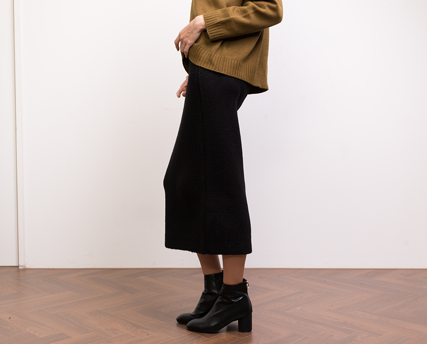 Needle Nose H line Long knit skirt Skirt Women Lon