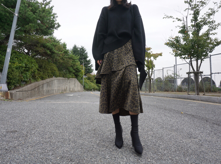 Leopard Long Skirt Daily Codile Rope Twenties Hopp